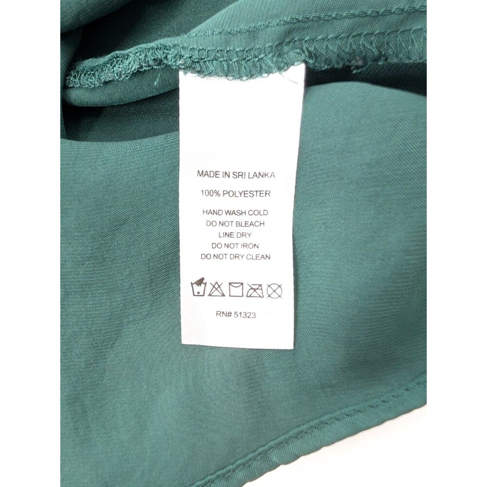 Vince Camuto Emerald Green Satin Balloon Sleeve Flowy Long Sleeve Blouse Size M - Picture 6 of 6